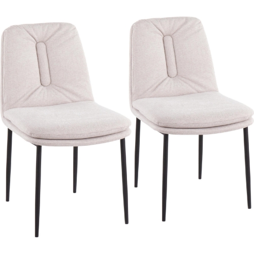 Smith Dining Chair in Cream Fabric & Black Steel (Set of 2)